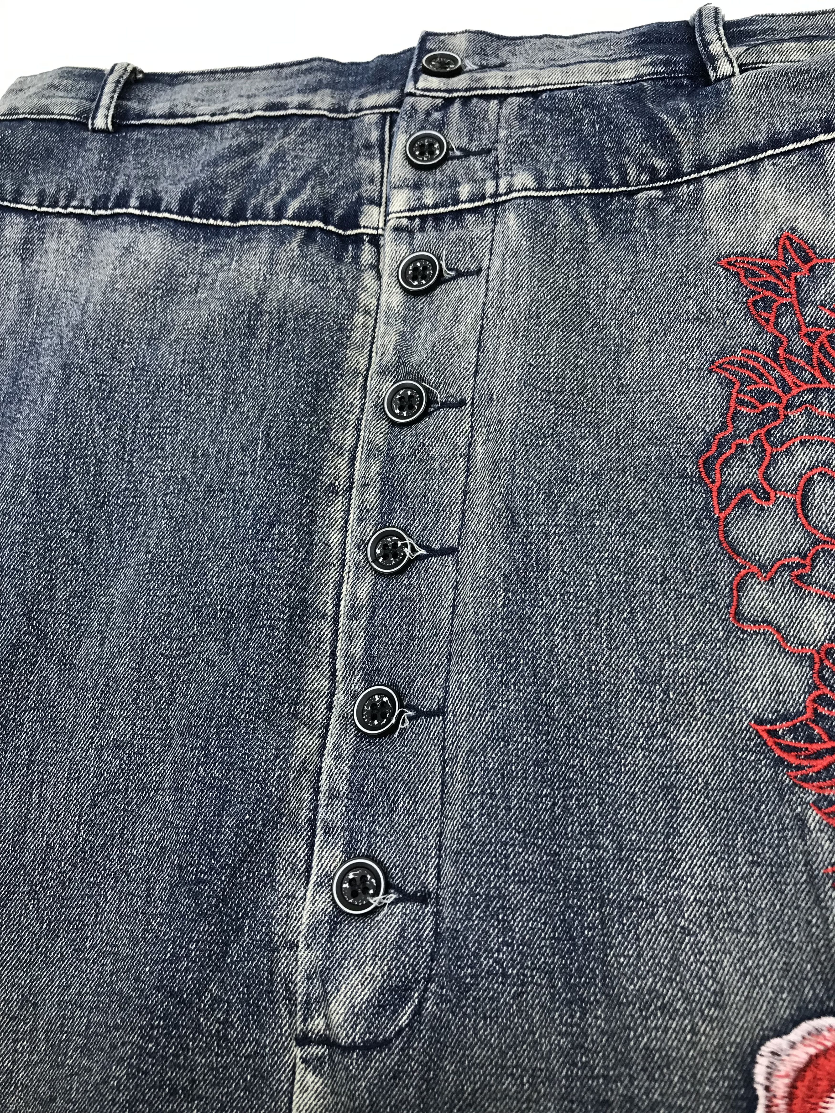 Beauty Beast Embroidered Roses Japanese Cropped Jeans Size US 32 / EU 48 - 9 Thumbnail