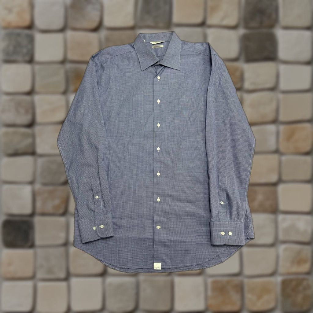 Suitsupply Suitsupply Traveller Dress Shirt Mens 17.5 Blue Check Cotton Button Up Formal Shirt Size 46R - 1 Thumbnail