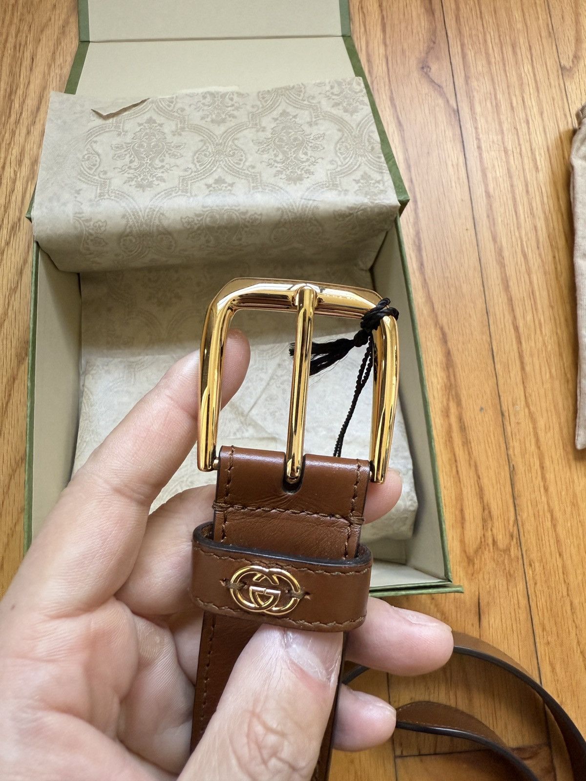 Gucci Brown BELT WITH INTERLOCKING G DETAIL size 90