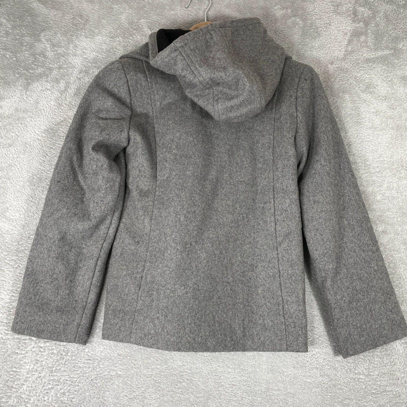 Old Navy Old Navy Wool Peacoat Womens Large Grey Hooded Double Breasted Winter Jacket Y2K Size L / US 10 / IT 46 - 5 Thumbnail