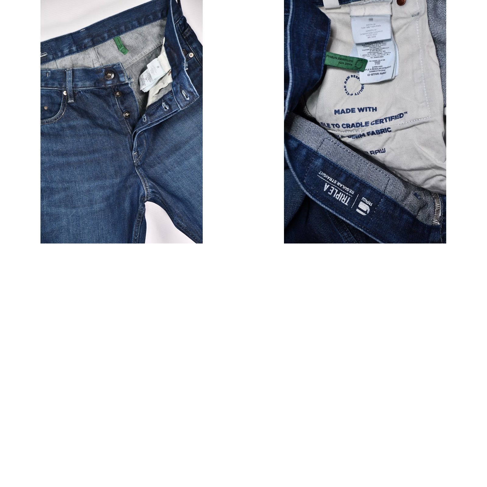 G-Star G-Star RAW Triple A Regular Straight Jeans W32/L32 Men Blue Cotton Denim 100% Cotton Classic Fit Size 32 (Vintage No) Mens Size US 32 / EU 48 - 8 Thumbnail