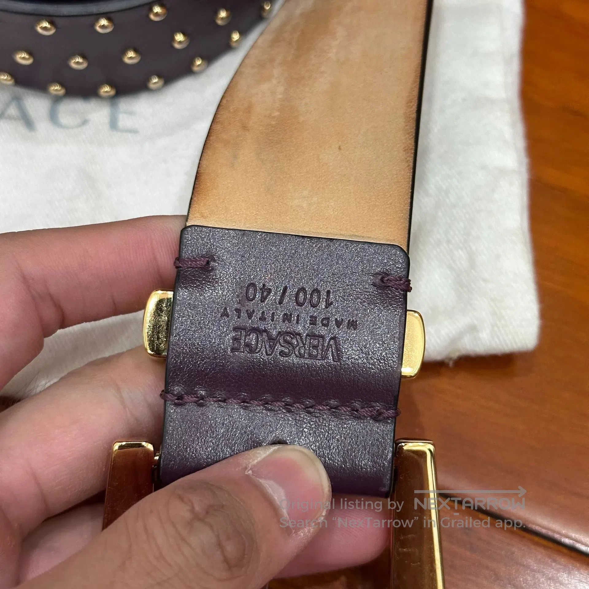 Versace Versace Medusa Studded Belt in Purple. Size ONE SIZE - 3 Thumbnail