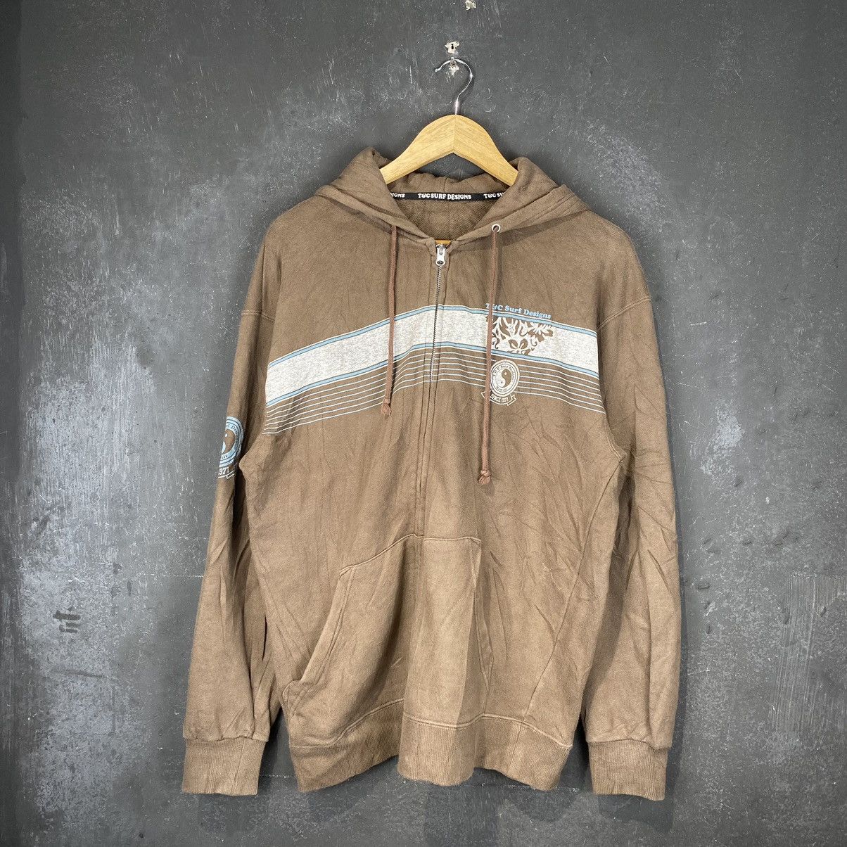 Rare Vintage y2k T&C Surf Tattoo Brown Zipper Hoodie
