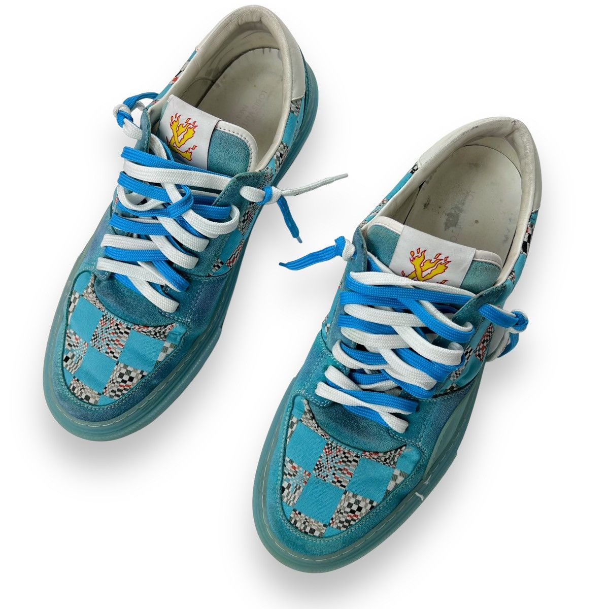 Louis Vuitton Louis Vuitton Ollie Blue Distorted Damier Trainers Size US 9 / EU 42 - 3 Thumbnail