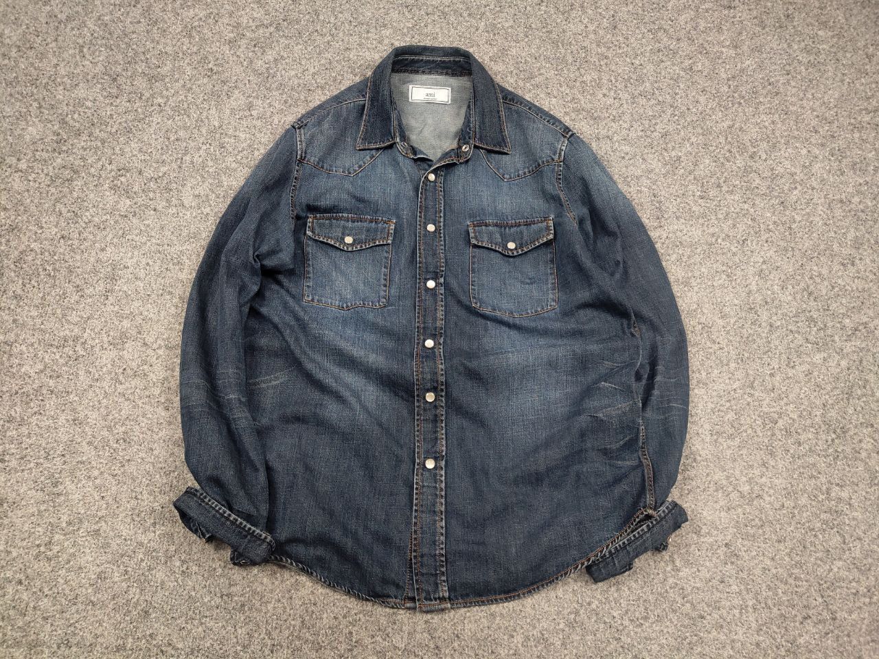 AMI AMI Alexandre Mattiussi Design Blue Denim Faded Mens Shirt Size US M / EU 48-50 / 2 - 3 Thumbnail