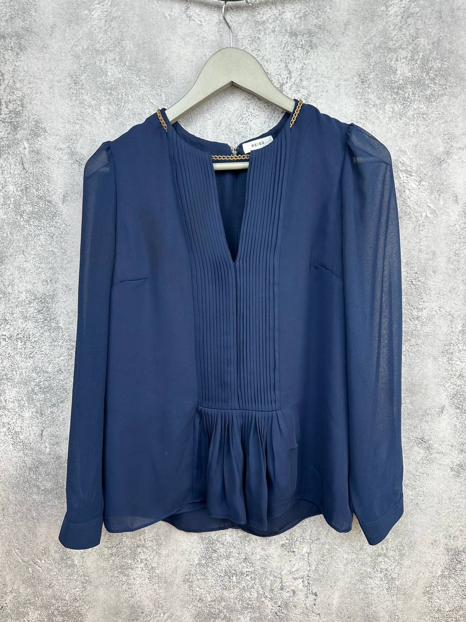 Reiss Reiss Inda Blouse Top Blouse LS Indigo Navy Polyester Size S / US 4 / IT 40 - 1 Thumbnail