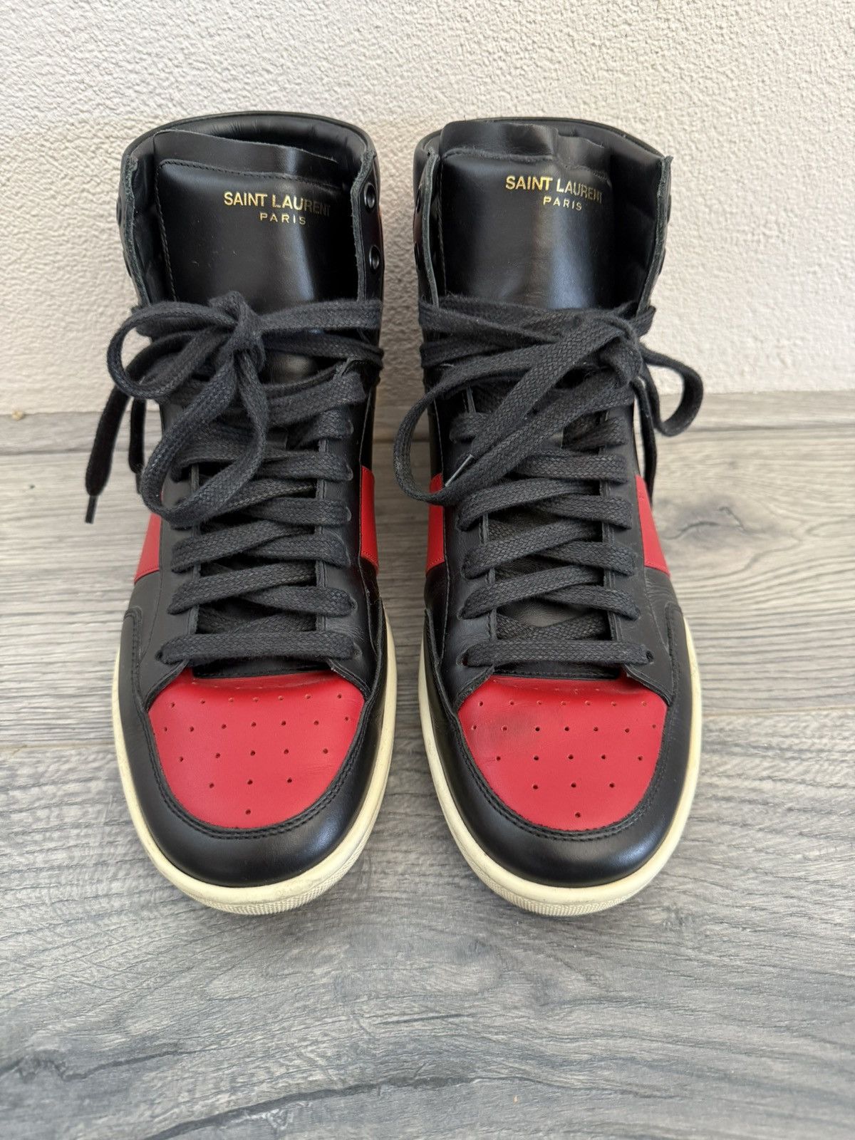 Saint Laurent Paris Saint Laurent Court Classic SL/10H Red & Black High-Tops Size US 6 / EU 39 - 3 Thumbnail