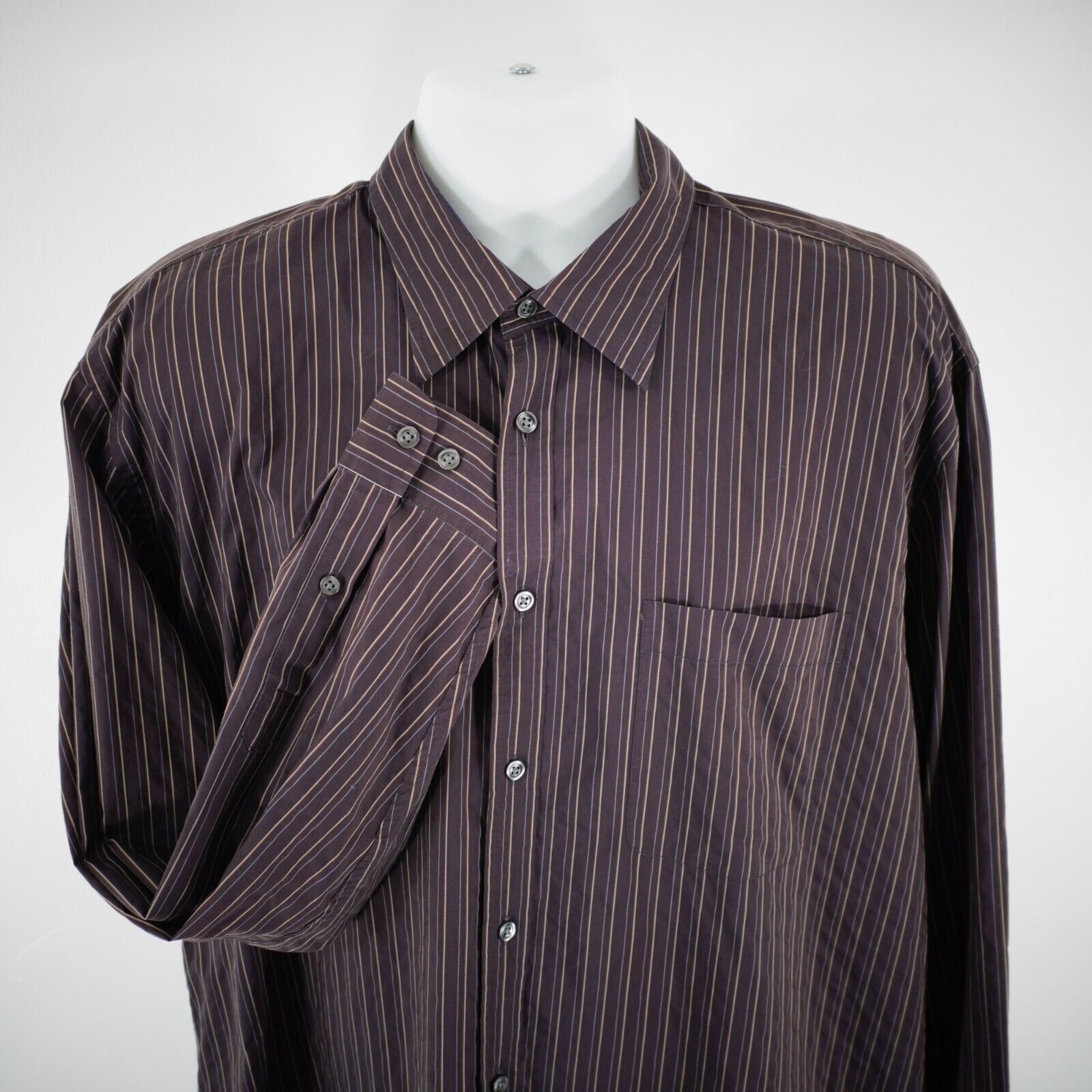 Joseph Abboud Joseph Abboud Purple Tan Striped Cotton Nylon XL Pocket Coll Size US XL / EU 56 / 4 - 1 Thumbnail
