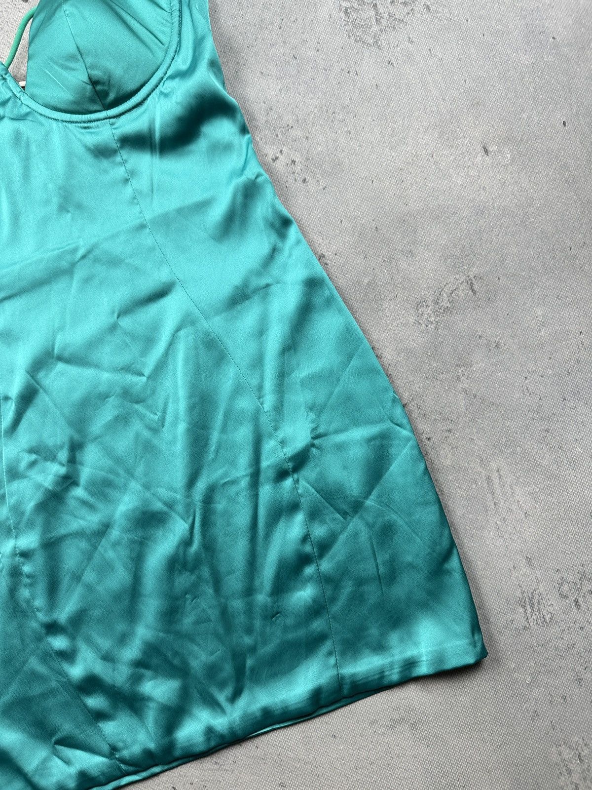 Other Oh Polly Turquoise Satin Bodycon Mini Dress With Bustier Top Size L / US 10 / IT 46 - 5 Thumbnail