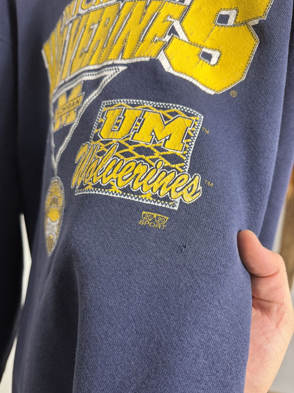 Vintage Vintage Michigan Wolverines 90s Crewneck Washed Distressed Size US L / EU 52-54 / 3 - 14 Thumbnail