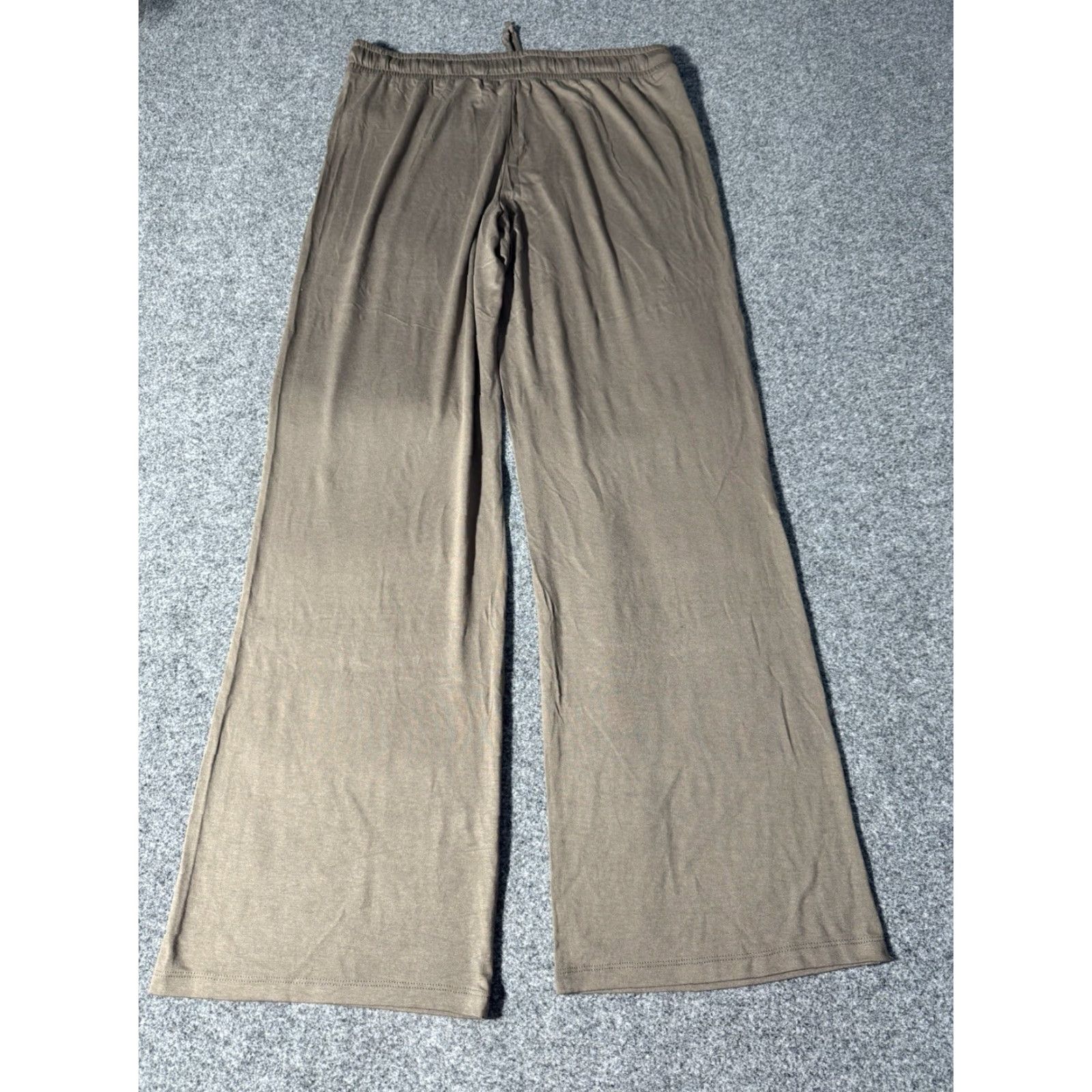 Vintage Nuuds Pants Womens Large Brown Wide Leg Rayon Spandex Stretch Lounge Comfy Size 36" / US 14 / IT 50 - 2 Thumbnail