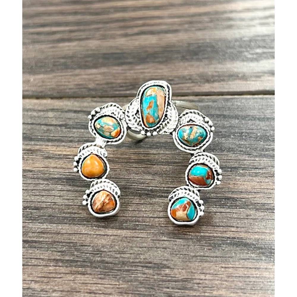 Other Boho Southwestern Squash Gemstone Adjustable Statement Cuff Size ONE SIZE - 1 Thumbnail