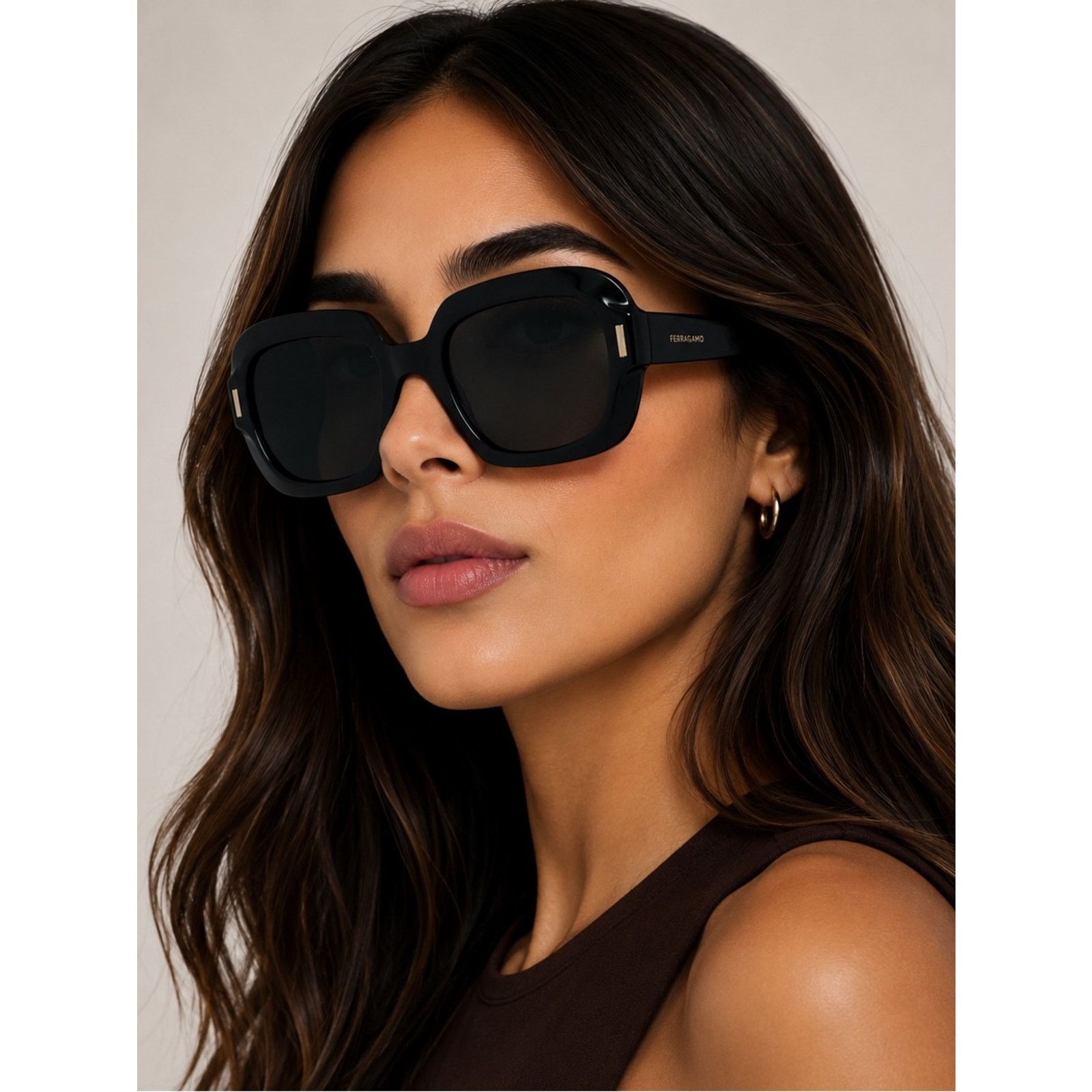Salvatore Ferragamo New Salvatore Ferragamo SF2068SE 001 Women's Black Square Size ONE SIZE - 2 Thumbnail