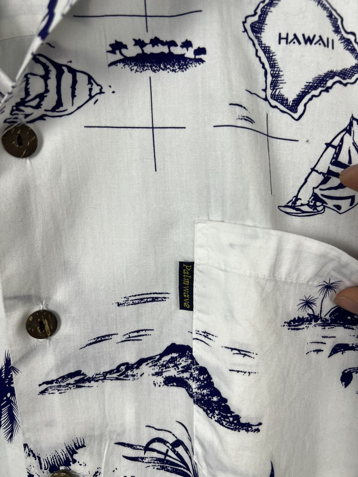 Vintage (L) Palm Wave Hawaiian Print Button Up Shirt Size US L / EU 52-54 / 3 - 3 Thumbnail