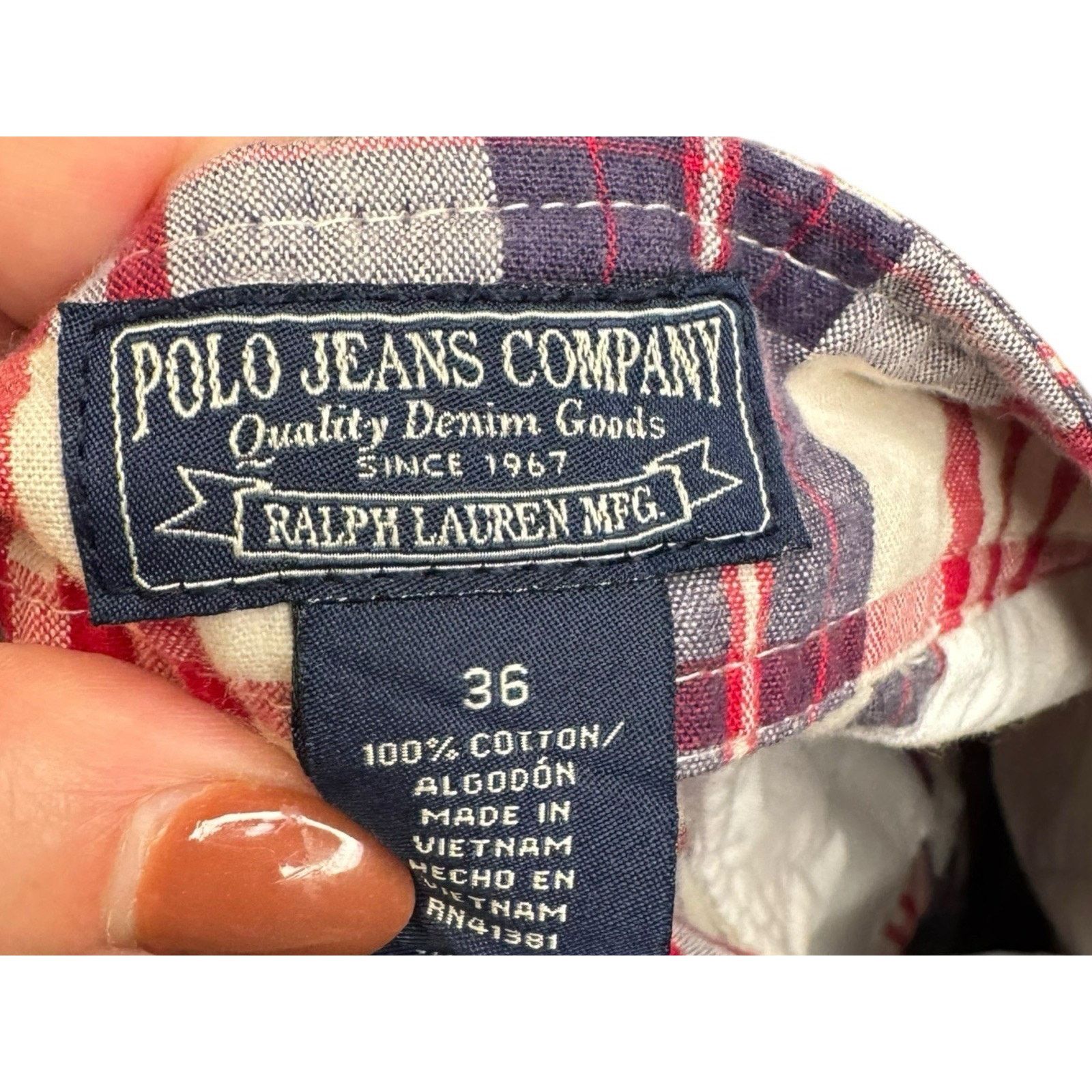 Polo Ralph Lauren Polo Jeans Co Ralph Lauren Cargo Shorts Purple Red Plaid Size US 36 / EU 52 - 8 Thumbnail