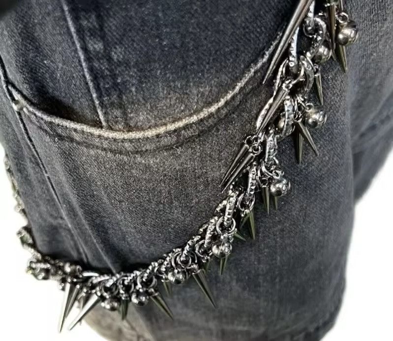Jewelry Punk Hip Hop Black Gun Plated Rivet Metal Biker Pants Chain Size ONE SIZE - 2 Thumbnail