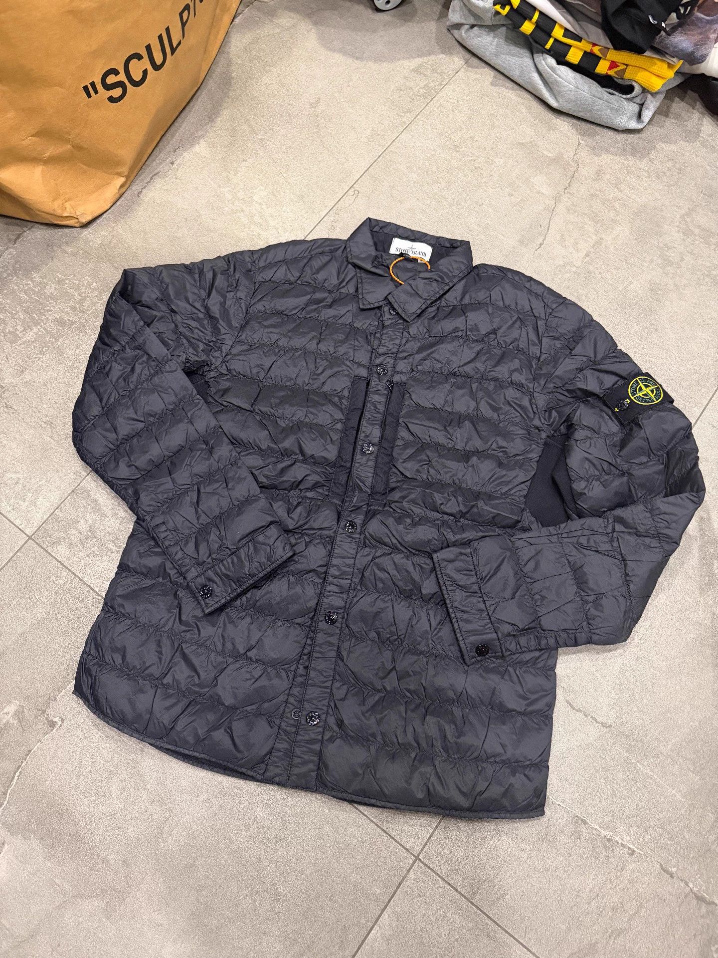 Stone Island Stone Island Black XL Ribbed Down Jacket Excellent Condition Size US XL / EU 56 / 4 - 1 Thumbnail