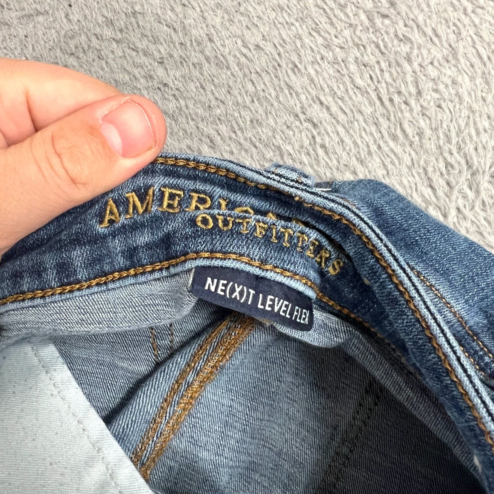 American Eagle Outfitters American Eagle Original Straight Jeans Men's 34x32 Flex Denim Medium Wash Distressed Blue 90s Grunge Size US 34 / EU 50 - 7 Thumbnail