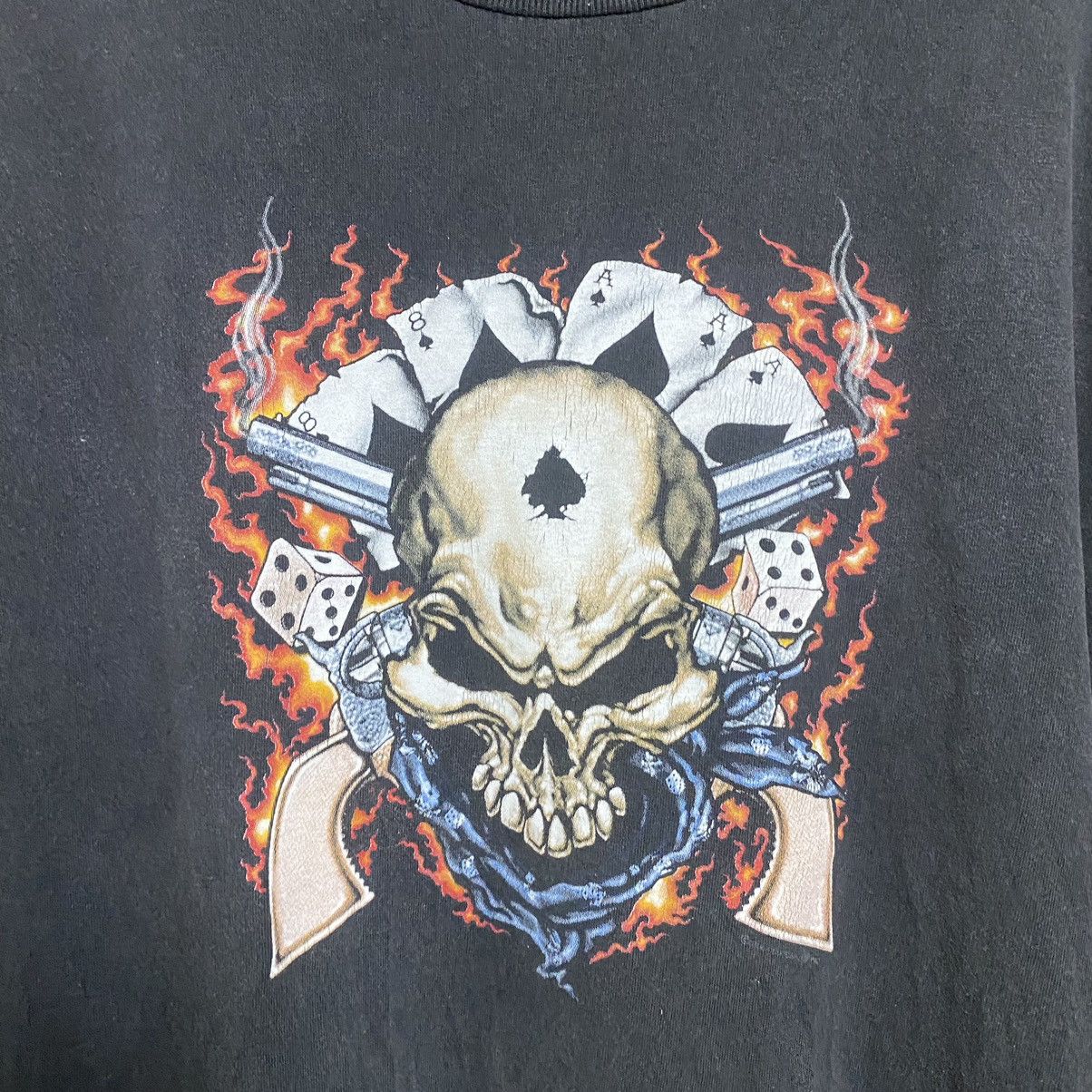 Vintage Vintage Aces Of Spades Skull Flame Shirt Longsleeve Size US XXL / EU 58 / 5 - 10 Thumbnail