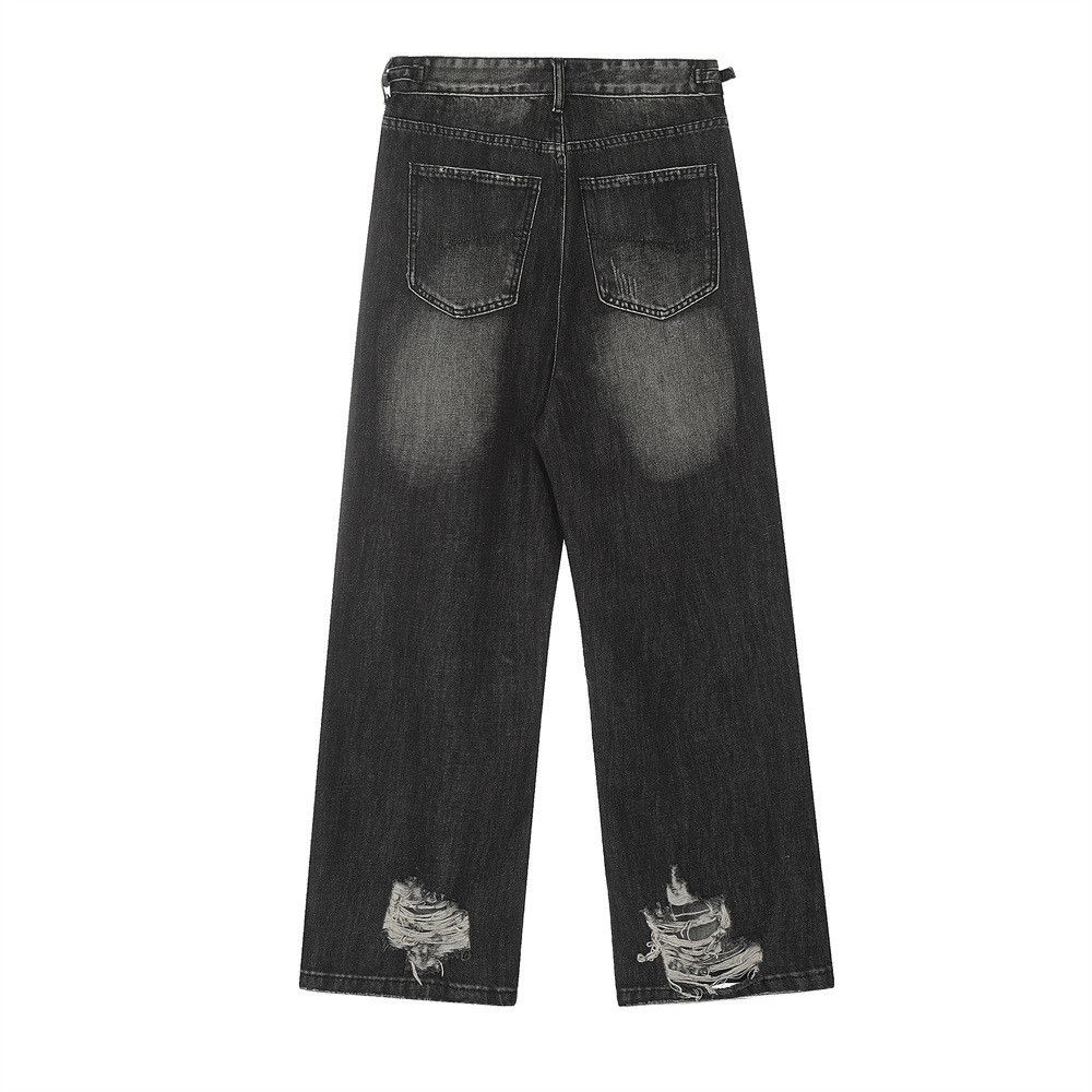 Japanese Brand × Jean Heavy distressed men's retro washed straight ripped jeans Size US 32 / EU 48 - 2 Thumbnail