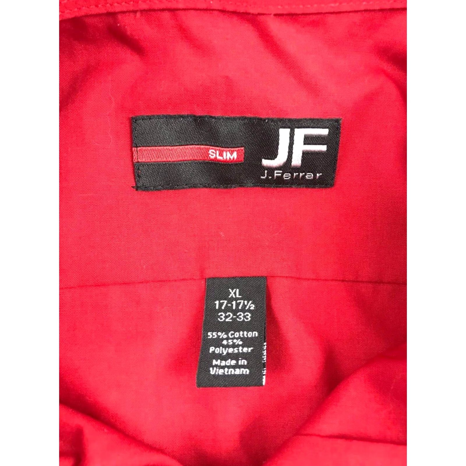 Vintage J Ferrar JF Shirt Men XL Red Solid Button Up Long Sleeve Opaque 17-17.5 32-33 Casual Size US XL / EU 56 / 4 - 3 Thumbnail