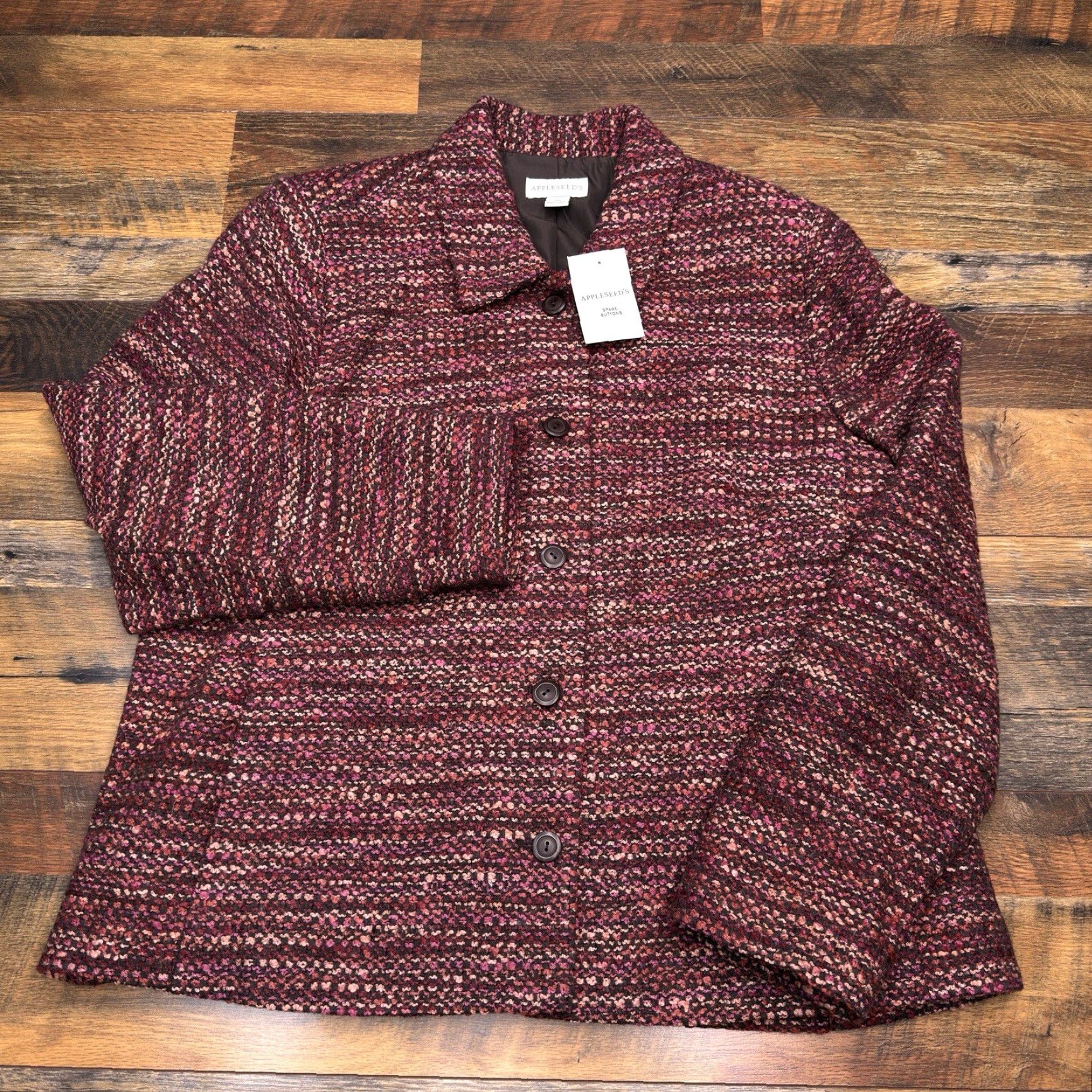 Vintage Appleseeds Tweed Blazer 20 Red Wool Blend Lined New Size 3XL / US 20-22 - 2 Thumbnail