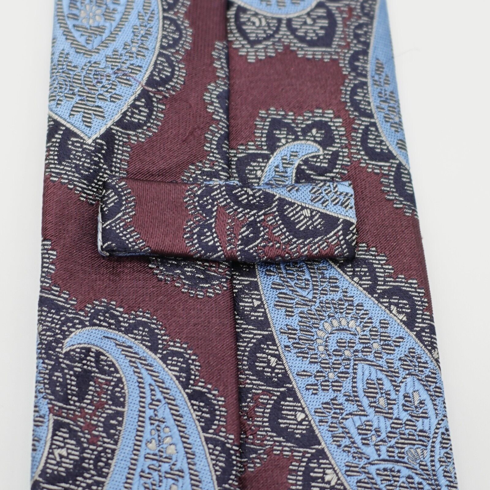Ermenegildo Zegna Ermenegildo Zegna Maroon Red Light Blue Woven Paisley Silk T Size ONE SIZE - 4 Thumbnail
