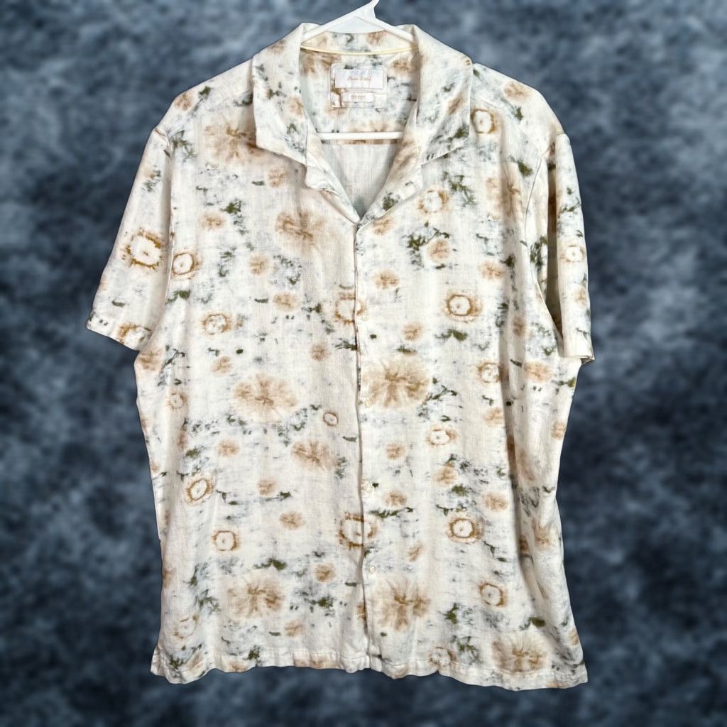 ASH Porter & Ash Mens XL Tie Dye Linen Blend Short Sleeve Button Up Shirt Size US XL / EU 56 / 4 - 1 Thumbnail