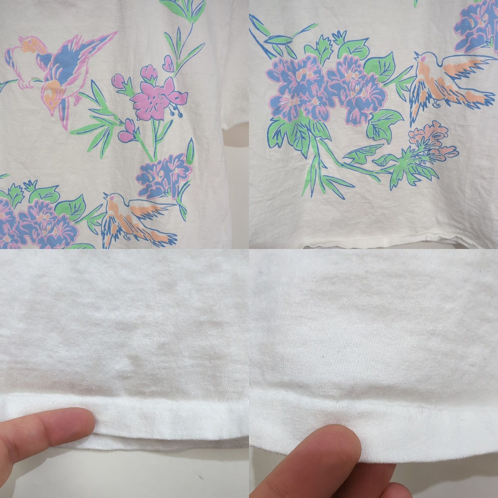 Vintage VINTAGE Sloppy Joes T-Shirt Shirt L White Floral Art Bird Print 1990s Womens Mens Girls Boys (adjusted) Size L / US 10 / IT 46 - 8 Thumbnail