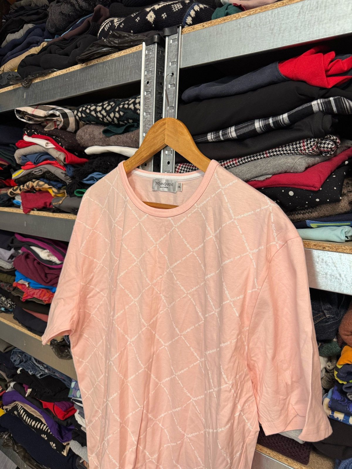 Yves Saint Laurent Yves Saint Laurent Full Monogram YSL Pink Jersey T Shirt Size US XXL / EU 58 / 5 - 2 Thumbnail