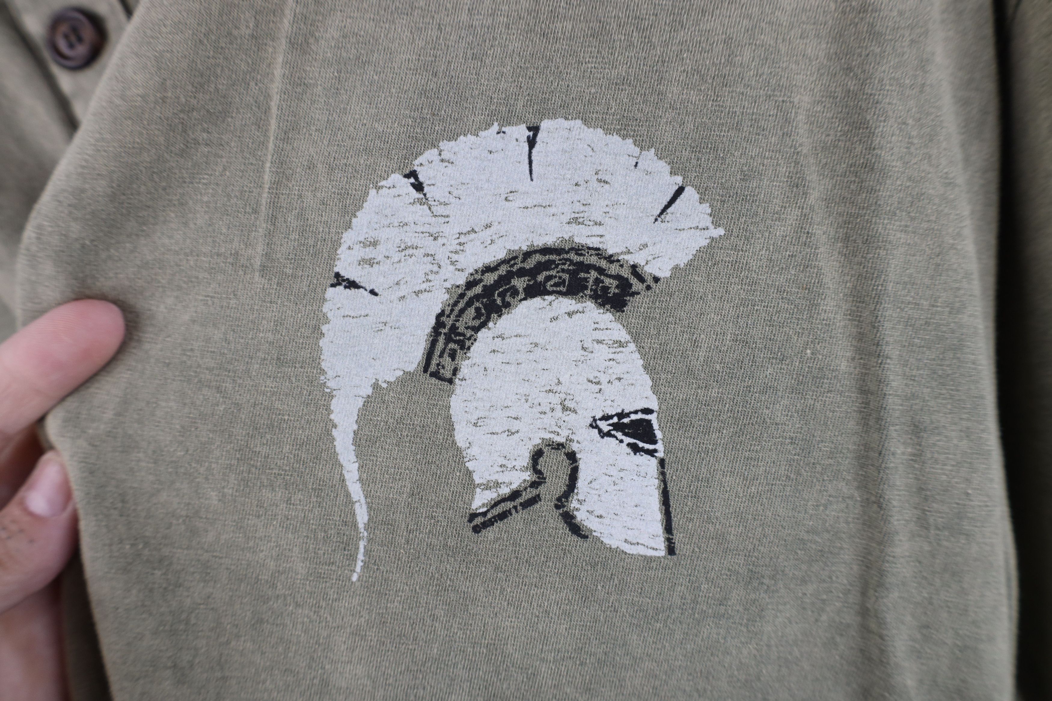 Vintage Vintage 90s Greece Spartan Helmet Henley T-Shirt Green Size US XXL / EU 58 / 5 - 4 Thumbnail