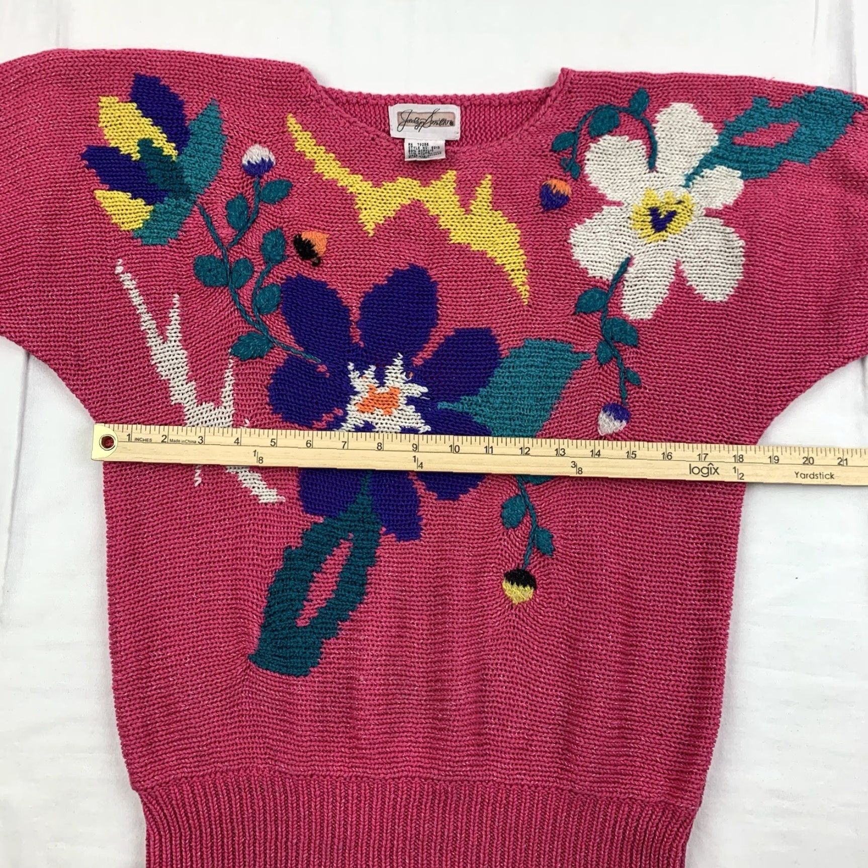 Vintage VINTAGE Jaclyn Smith Sweater Shirt Womens L Pink Floral Short Sleeve Pullover Knit 90s Womens L Size L / US 10 / IT 46 - 6 Thumbnail