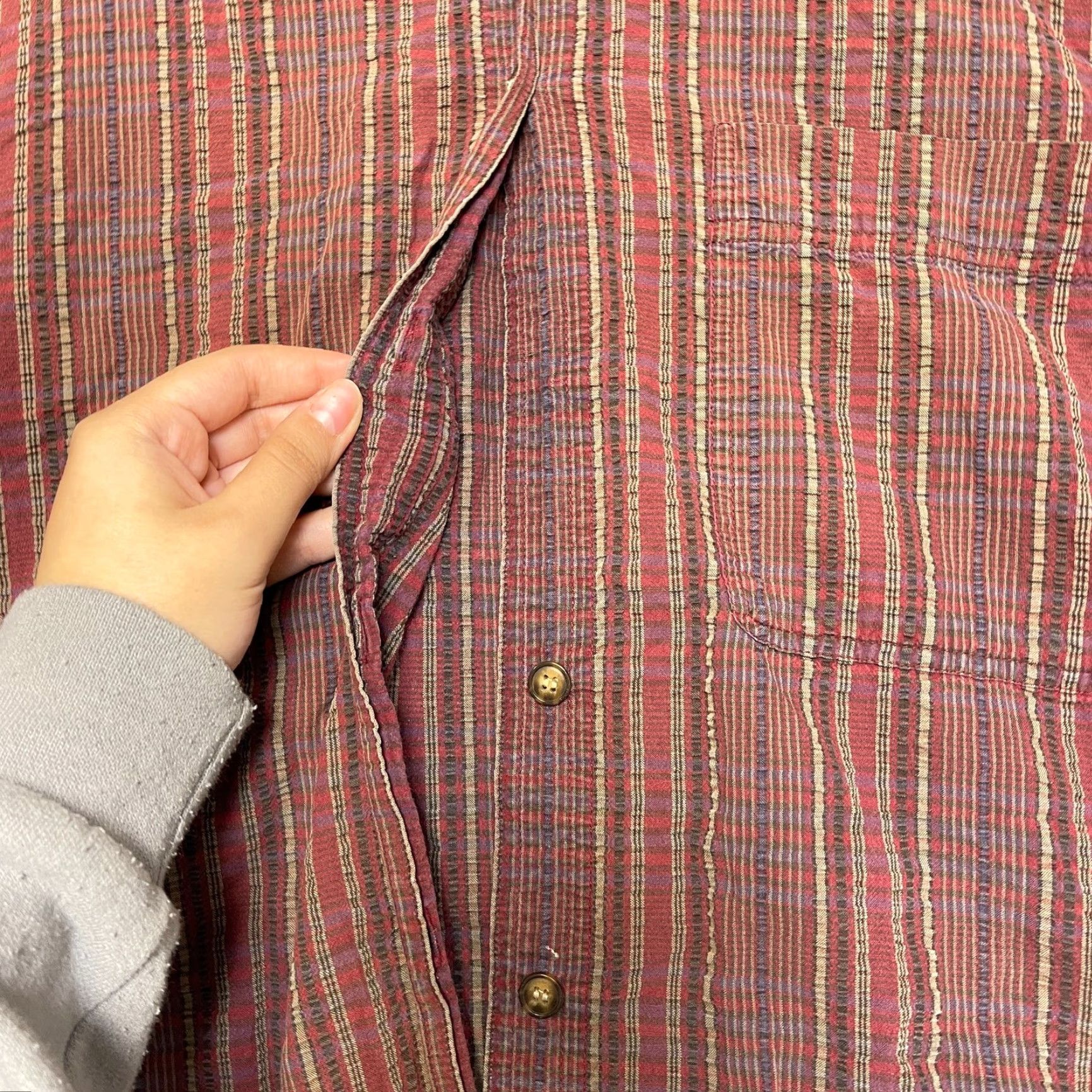Vintage Elisabeth by Liz Claiborne Shirt Women 18 Brown Striped Cotton Button Up Size XXL / US 16-18 / IT 52-54 - 7 Thumbnail