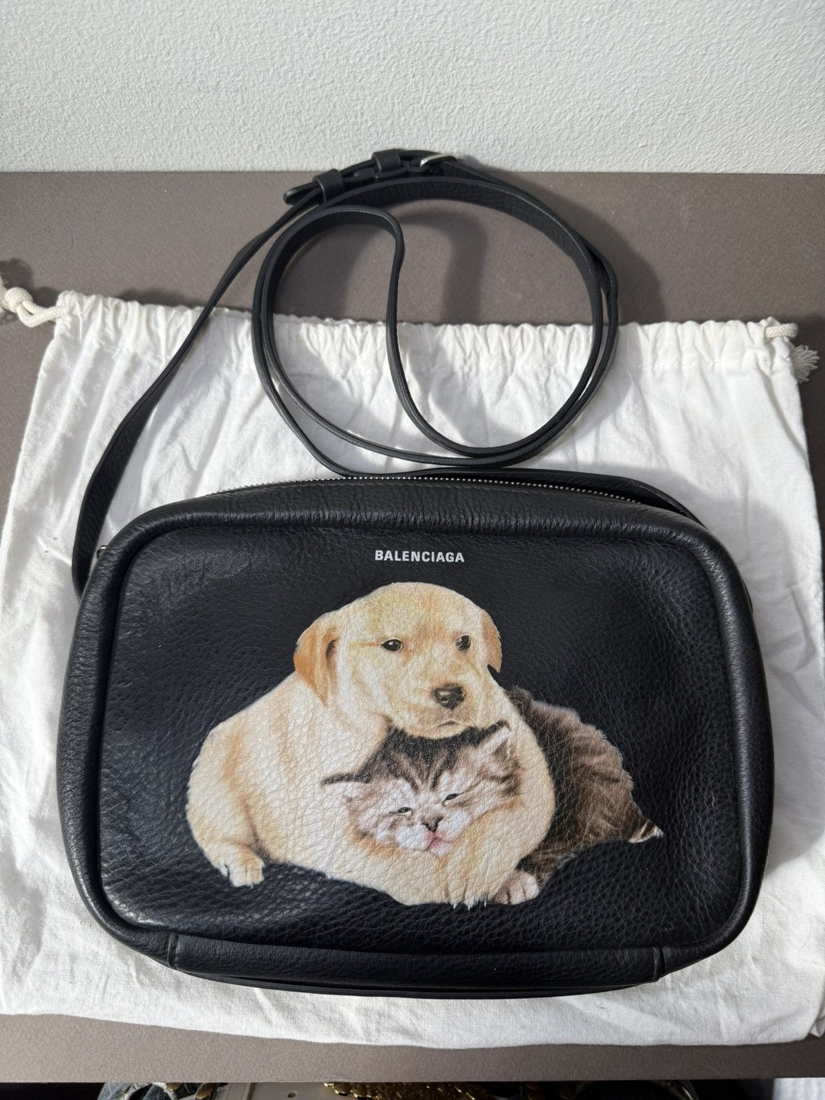Balenciaga Puppy & Kitten Crossbody Bag in Black, Women's