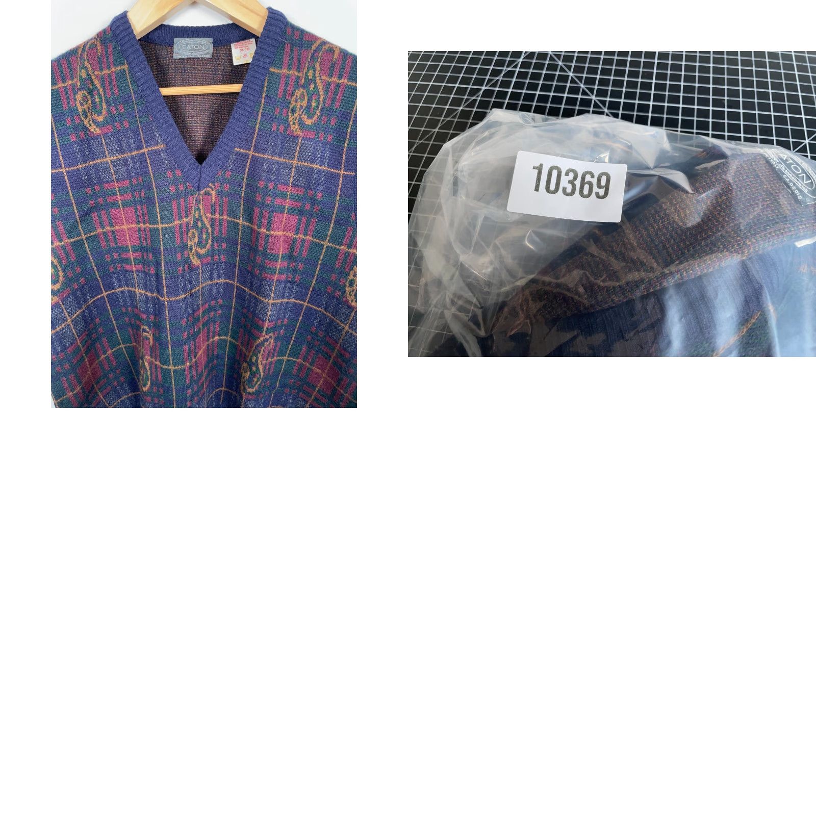Vintage VINTAGE Eaton Plaid Paisley Sweater Vest Men XL Blue Italy Knit Wool Blend Size US XL / EU 56 / 4 - 8 Thumbnail