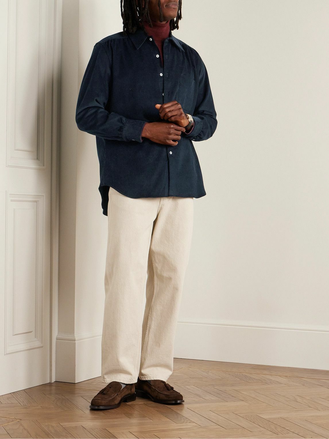 Anderson & Sheppard Anderson & Sheppard - Cotton-Corduroy Shirt - Navy Size US L / EU 52-54 / 3 - 3 Thumbnail