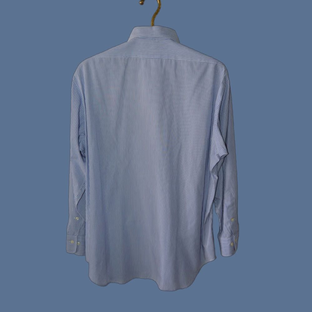 Polo Ralph Lauren VINTAGE Polo Ralph Lauren Dress Shirt Blue Stripe Cotton 16 32/33 L/S Andrew Button-Down Collar Mens Shirt Classic Fit Size 42R - 1 Thumbnail