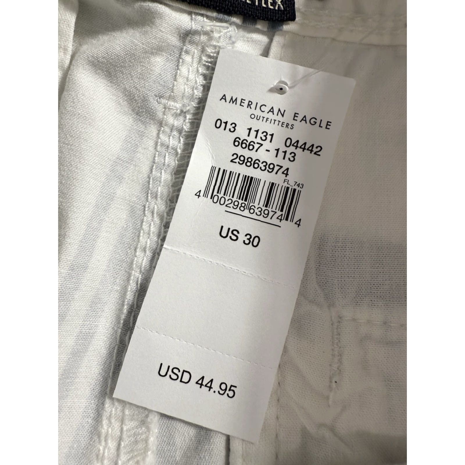 American Eagle Outfitters American Eagle Mens Flex Shorts Slim Above the Knee Blue Stripe NWT Size 30 White / Blue Chino Cotton Blend Pockets Regular Mens Size US 30 / EU 46 - 4 Thumbnail