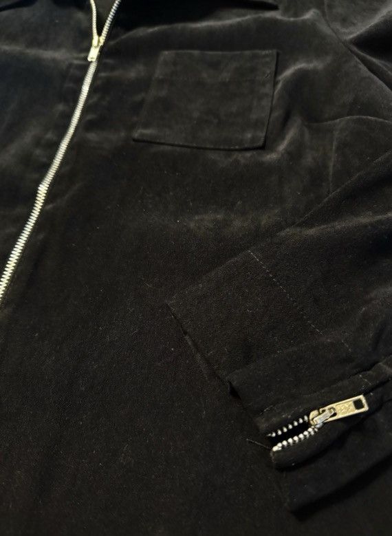 Other Vintage Black Faux Suede Jacket Silk Lined Minimalist 1990s Size M / US 6-8 / IT 42-44 - 3 Thumbnail