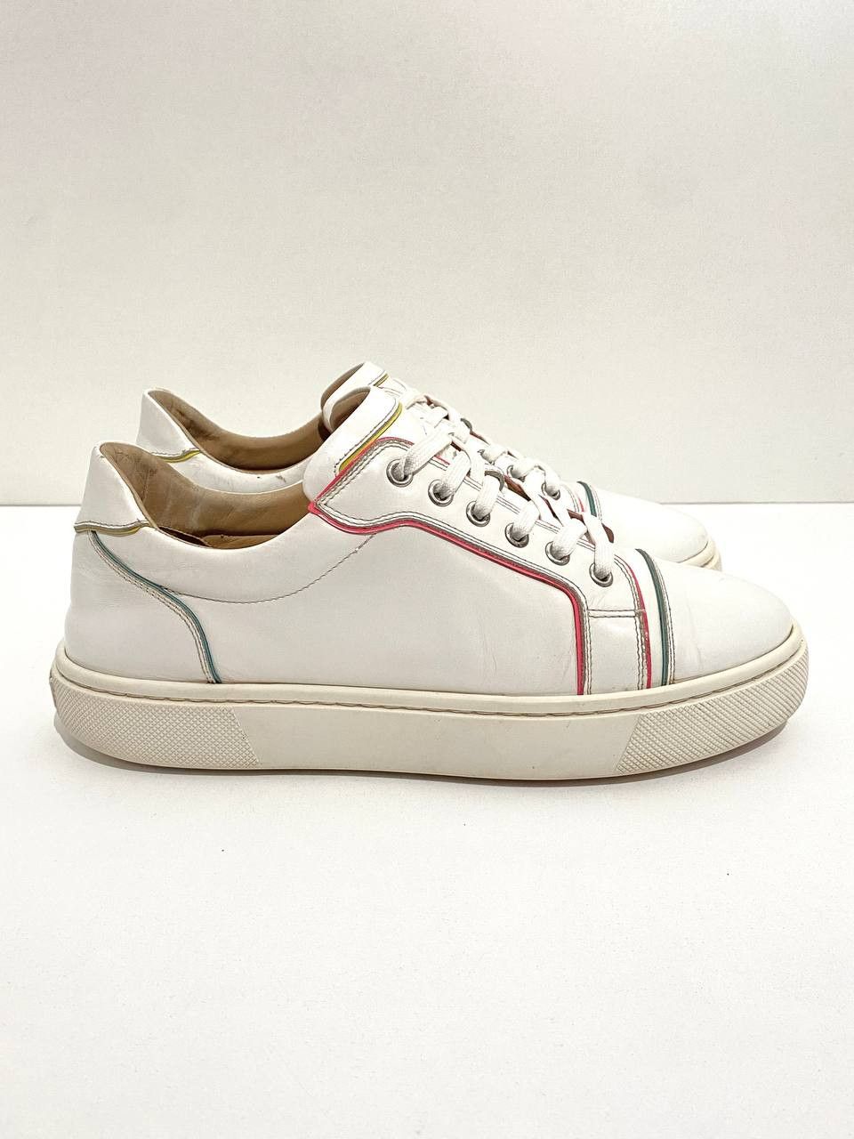 Christian Louboutin Christian Louboutin White Multi Leather Low Top Sneakers Size US 10 / IT 40 - 4 Thumbnail