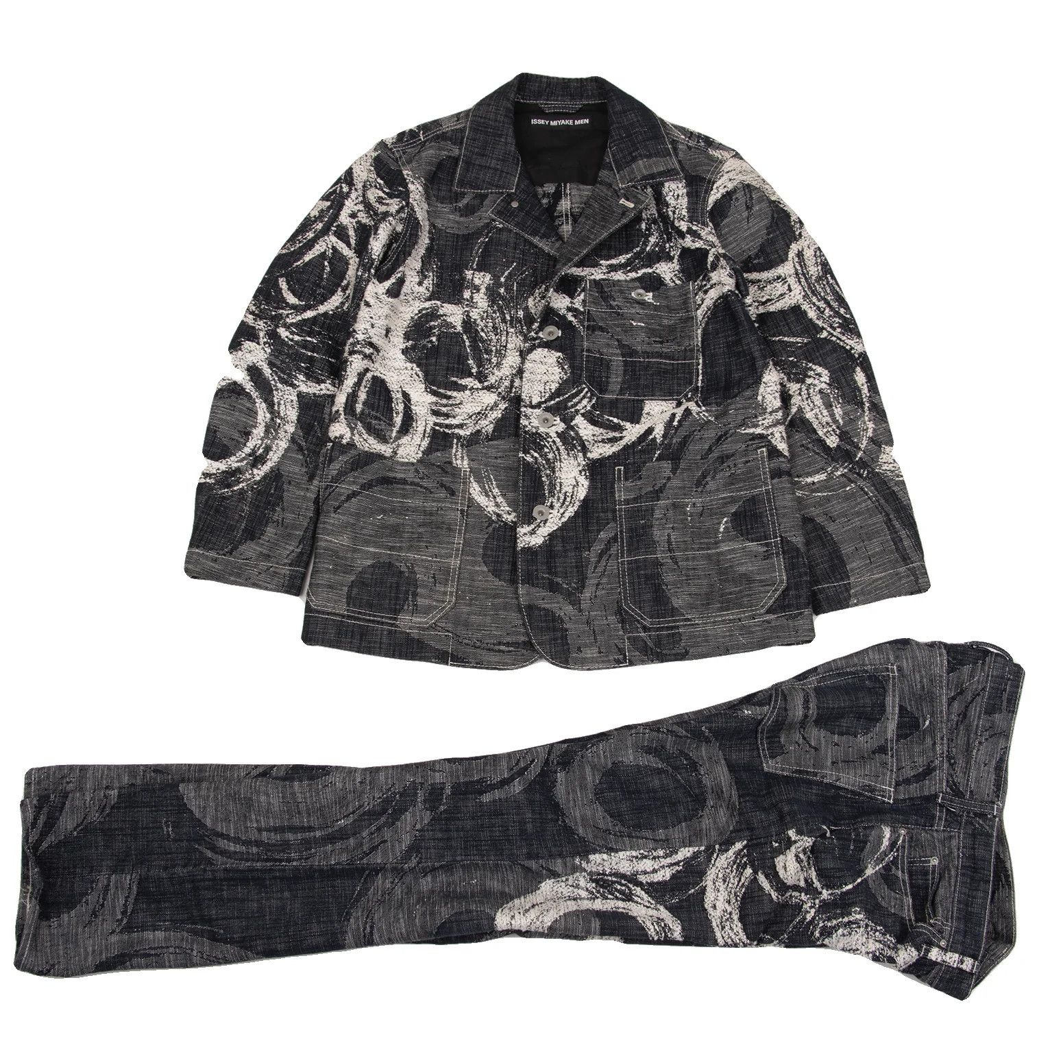 Issey Miyake Cotton Graphic Jacquard Patch Pocket Denim Jacket Indigo Off Size US M / EU 48-50 / 2 - 16 Thumbnail