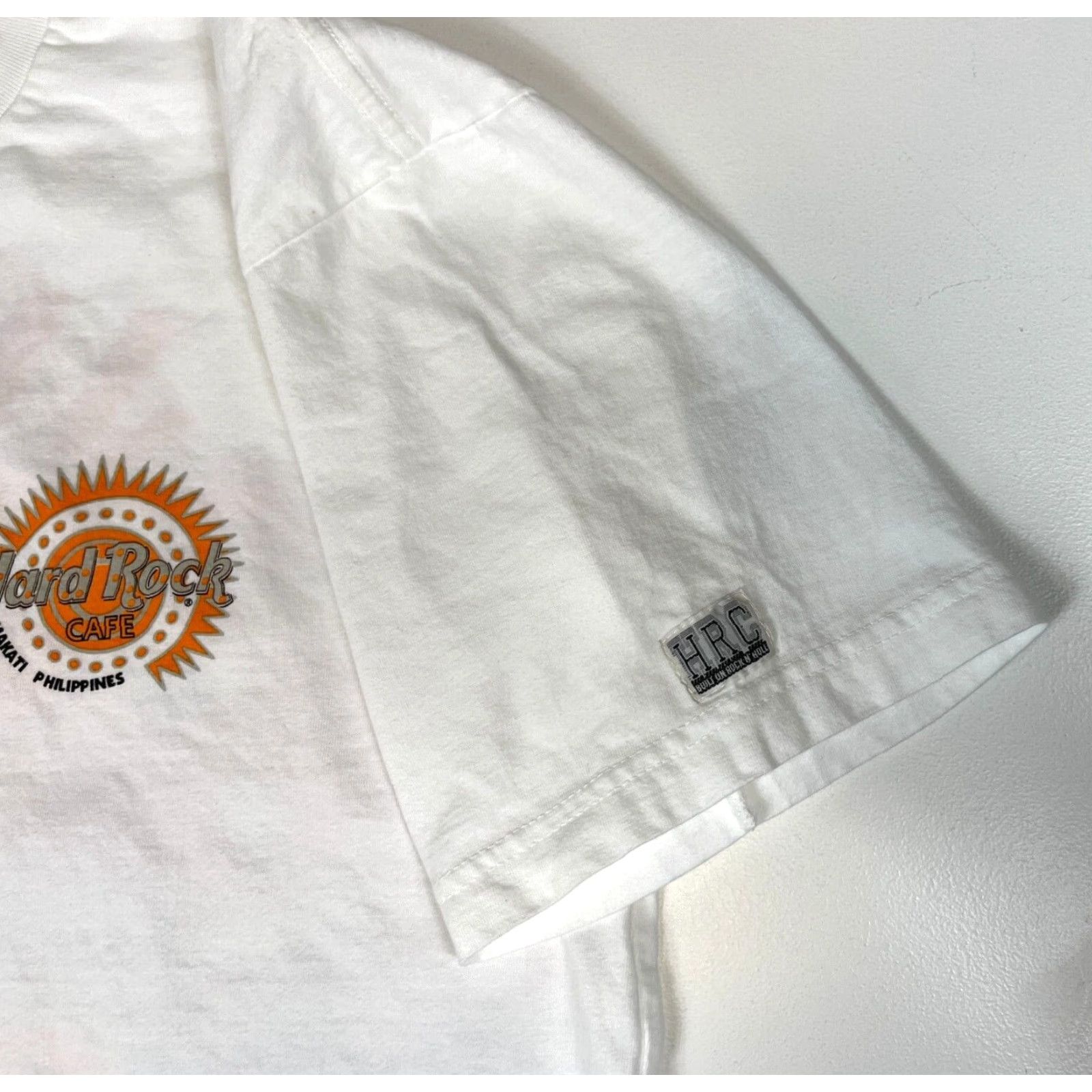 Hard Rock Cafe VINTAGE Hard Rock Cafe Shirt Unisex Adults M Makati Philippines 2001 T-Shirt White Cotton Graphic Rock Size: M Size US M / EU 48-50 / 2 - 6 Thumbnail