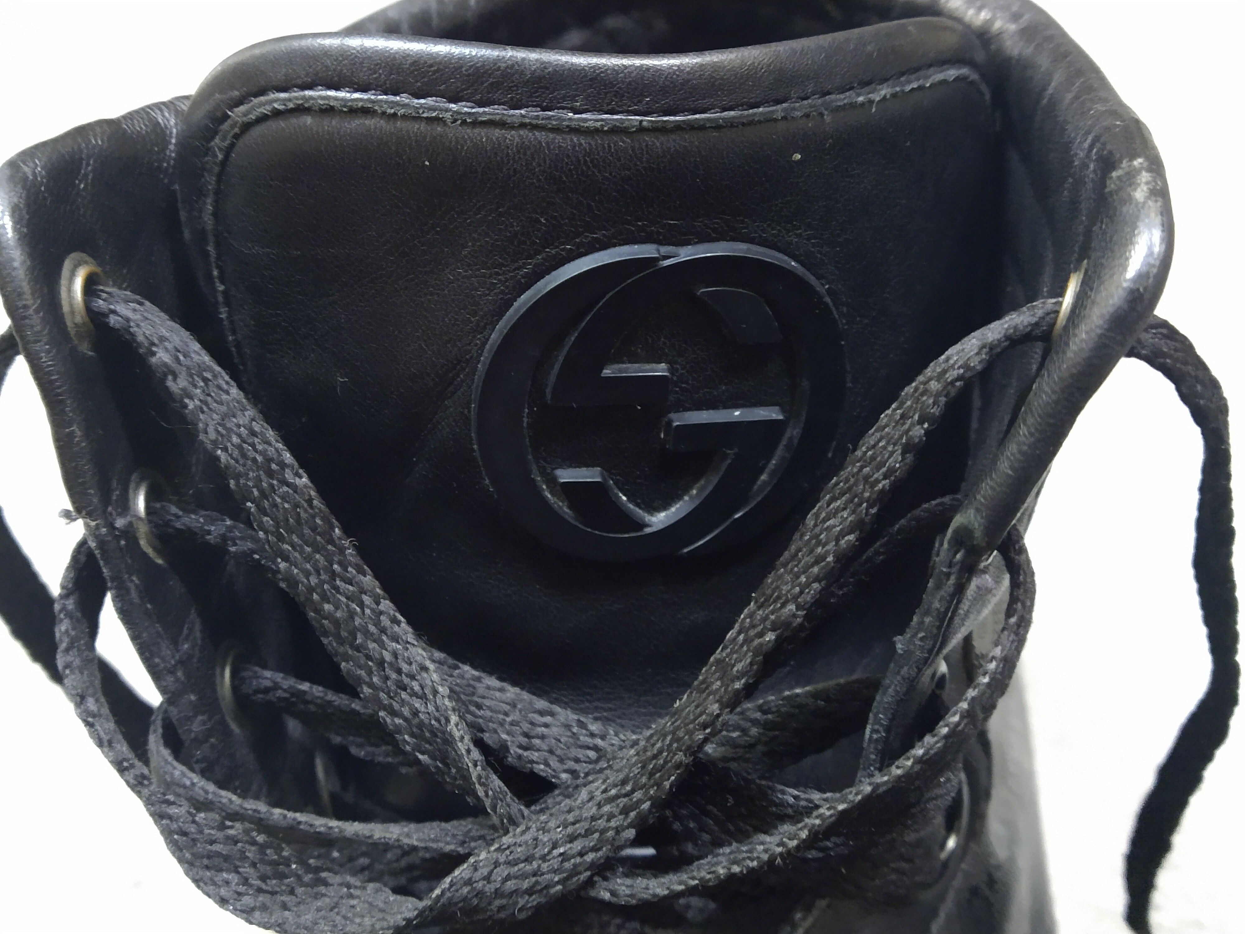Gucci Gucci High Top Sneakers Black Leather Size 11 Lace Up Size US 11 / EU 44 - 9 Thumbnail