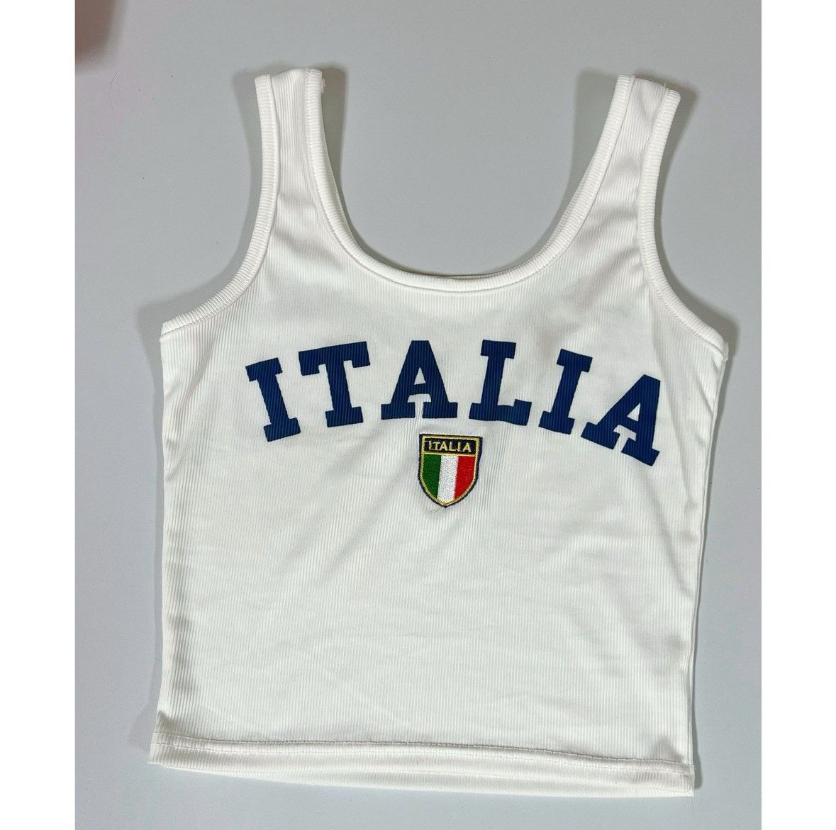 Vintage White ‘Italia’ Italy Italian Flag Tank Top T-Shirt Size S 🇮🇹✨ Size S / US 4 / IT 40 - 2 Thumbnail