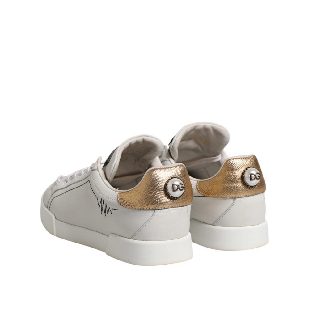 Dolce & Gabbana Dolce & Gabbana White Gold Leather Low Top Sneakers Shoes Size US 9 / IT 39 - 5 Thumbnail