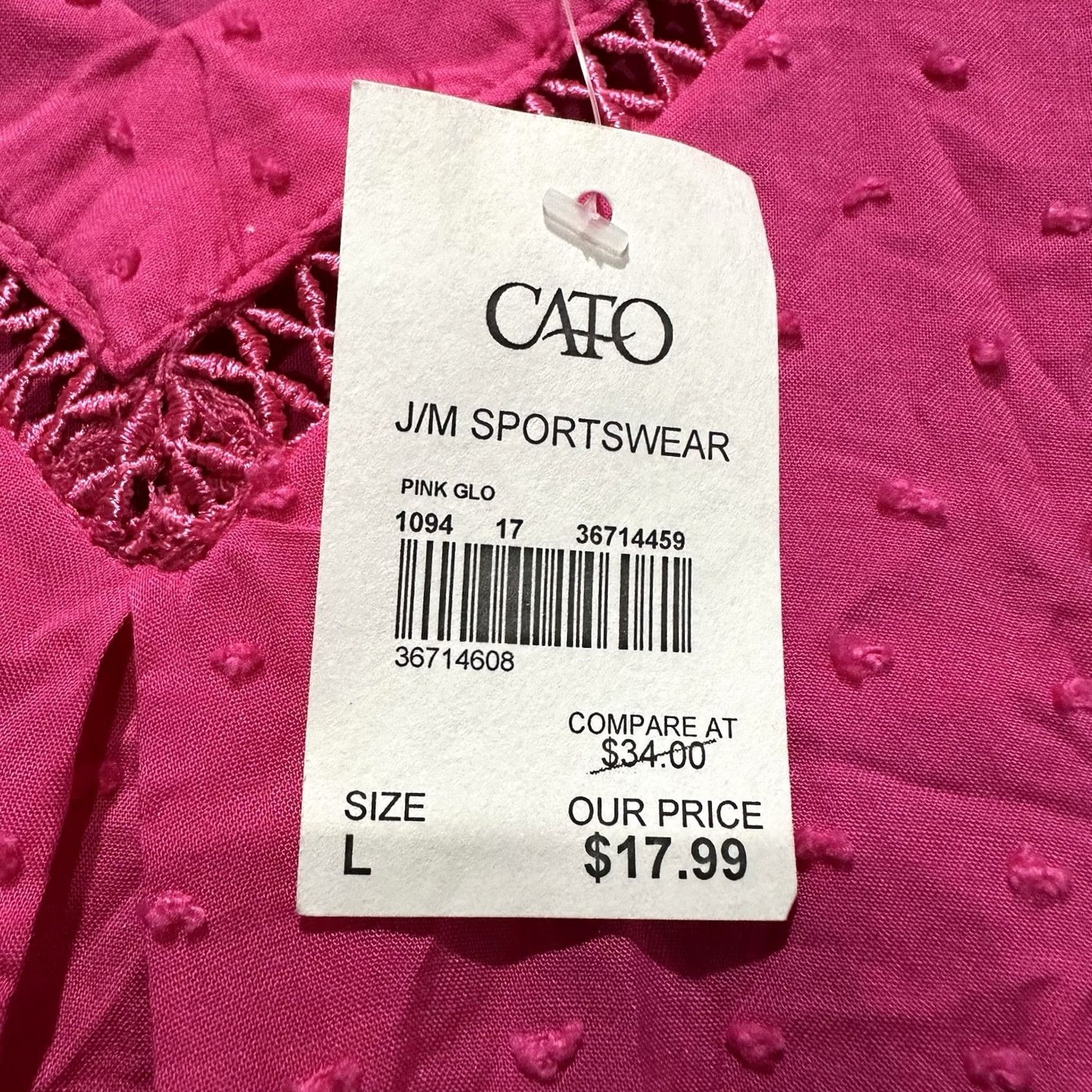 Vintage Cato Blouse Women Large Pink Polka Dot V-Neck Cap Sleeve 100% Rayon Size L / US 10 / IT 46 - 7 Thumbnail