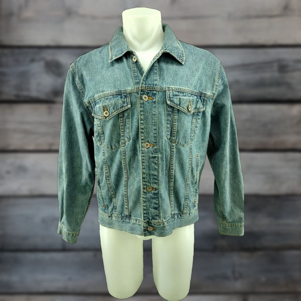 Eddie Bauer Eddie Bauer Jean Jacket Denim Trucker Button Up Unisex Medium Blue Sized M Size US 31 - 1 Thumbnail