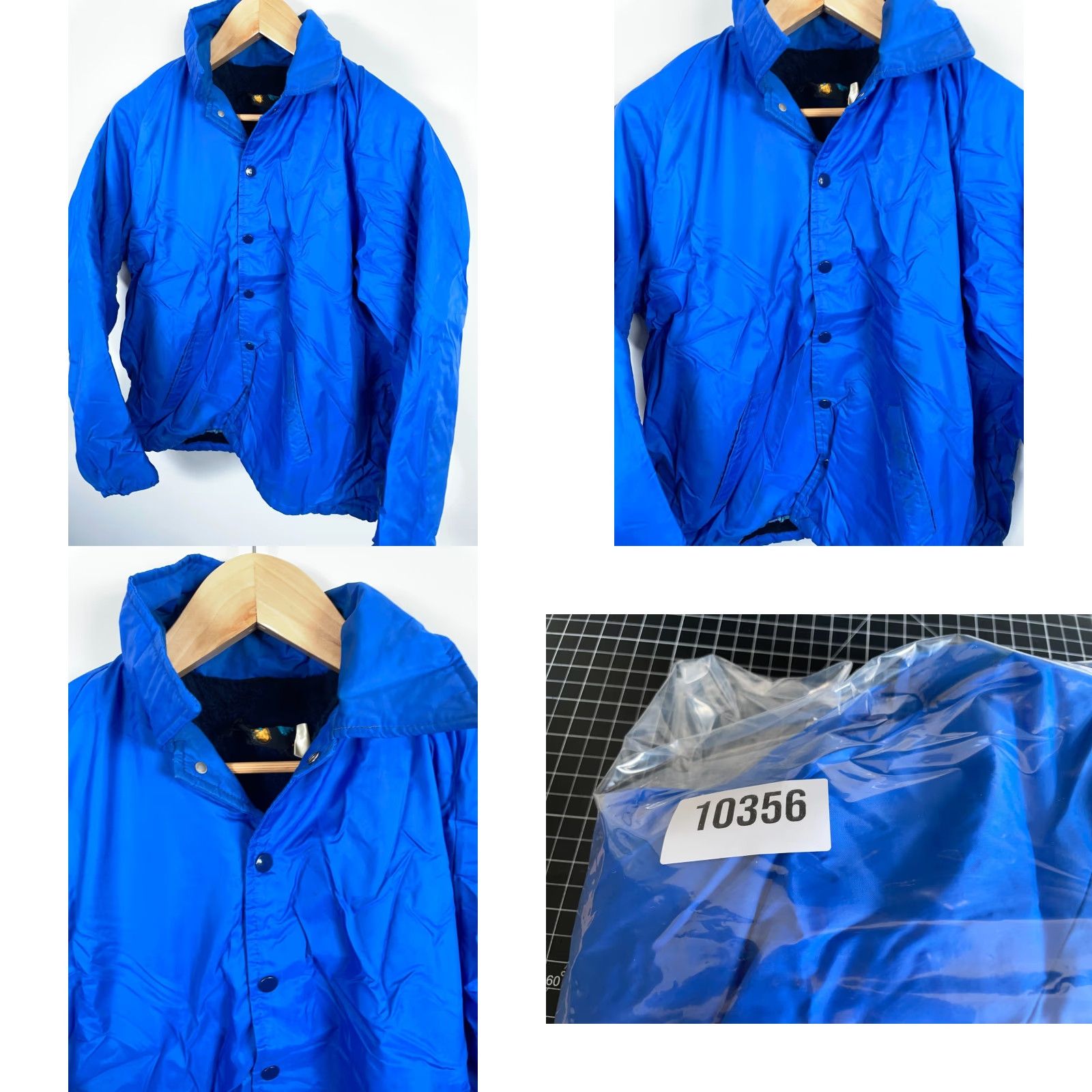 Champion VINTAGE Champion Jacket Coaches Blue Nylon Lined Sherpa Snap Button Mens Large USA Windbreaker 70s Retro Hipster Pockets Size US L / EU 52-54 / 3 - 11 Thumbnail