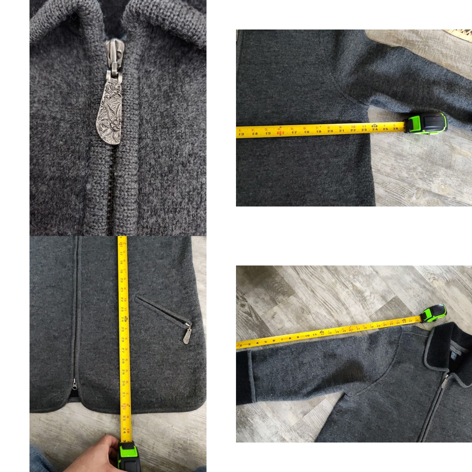 Vintage VINTAGE Herman Geist Wool Jacket Women Size M Gray Full Zip Long Cuffs Fall Winter Spring Size M / US 6-8 / IT 42-44 - 8 Thumbnail