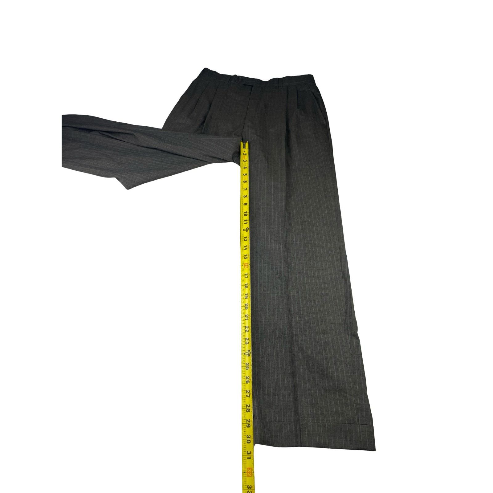 Jack Victor Jack Victor Men's Kelton 100% Wool 3-Button Suit Brown Strip Size 40L - 15 Thumbnail